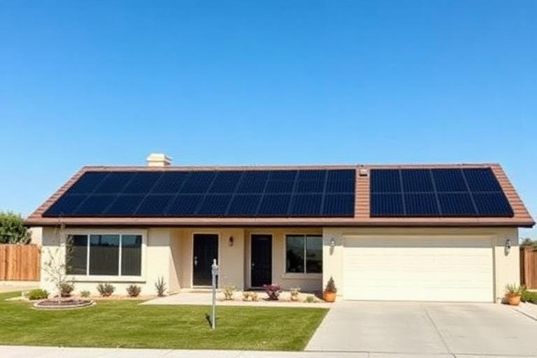 Ranch home with full roof solar coverage
