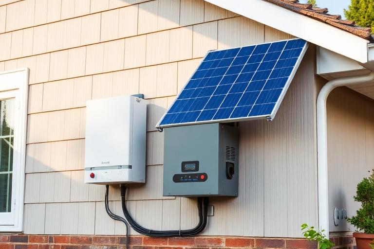 Solar battery and inverter installation